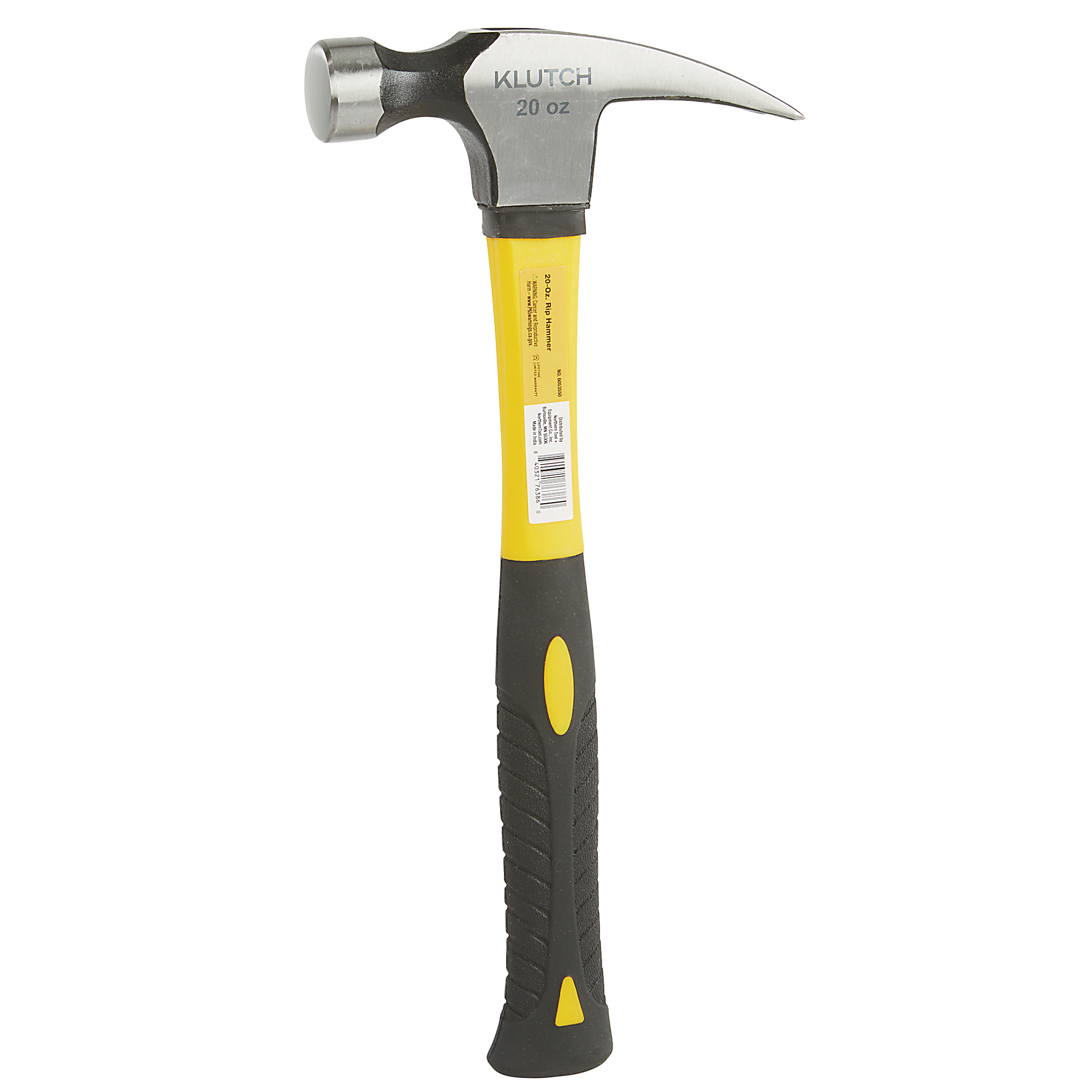 Klutch 20-Oz. Rip Hammer, 13.18in.L Fiberglass Handle